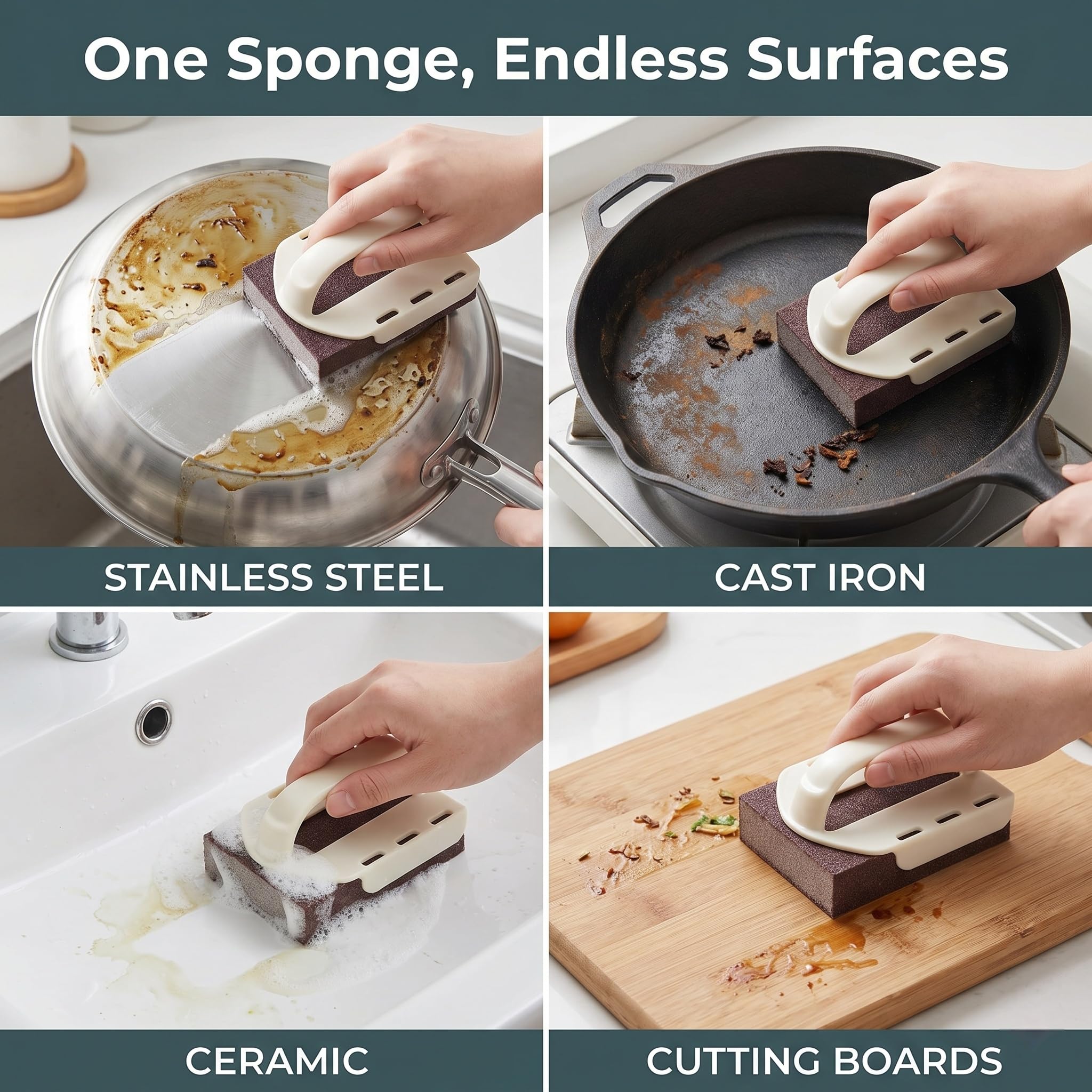 Magic Emery Cleaning Sponge,Heavy Duty Nano Sponge Eraser, Magic Carbide Cleaning Sponge for Rust & Grease Remover, Steeli Sponge Alternative, Magic