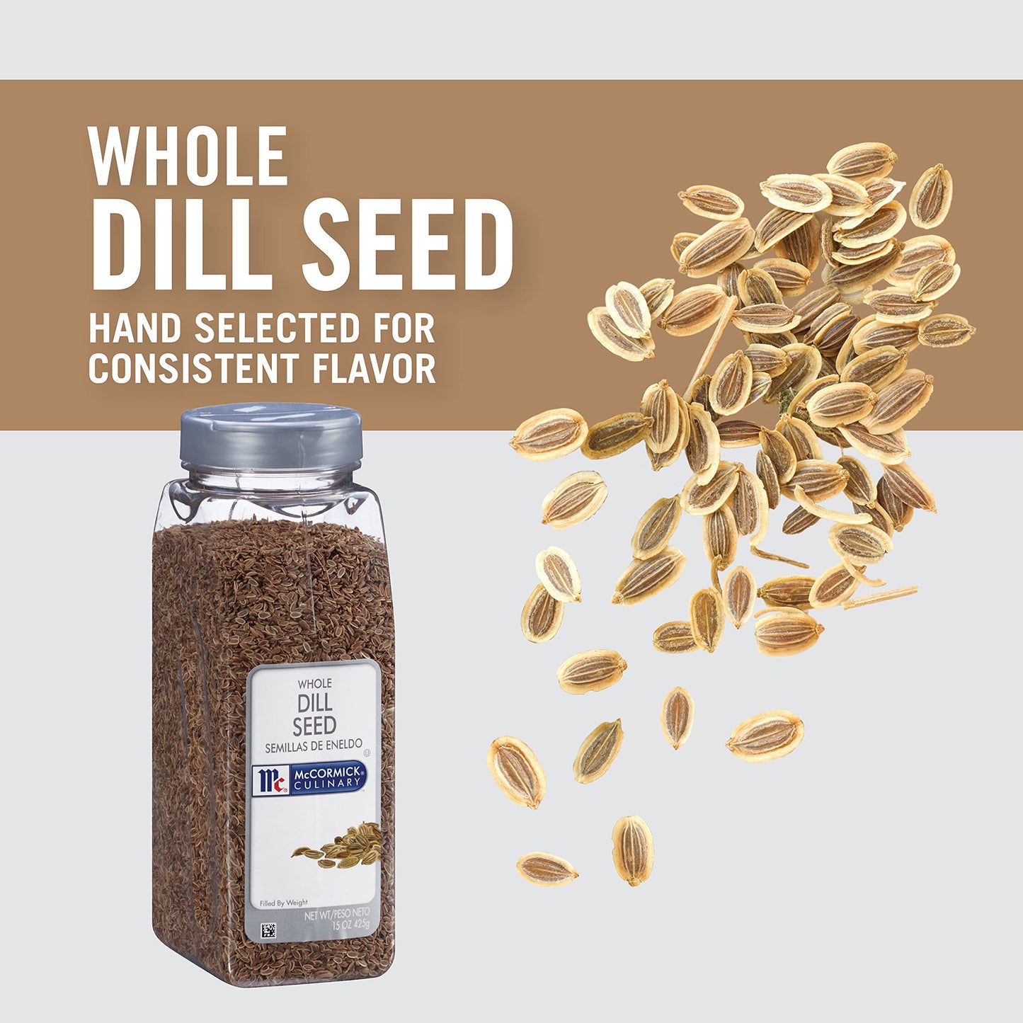 McCormick Culinary Whole Dill Seed, 15 oz - One 15 Ounce Container of Dill Seed Spice, Versatile for Use in Salads, Dressings, Bread, Entrees