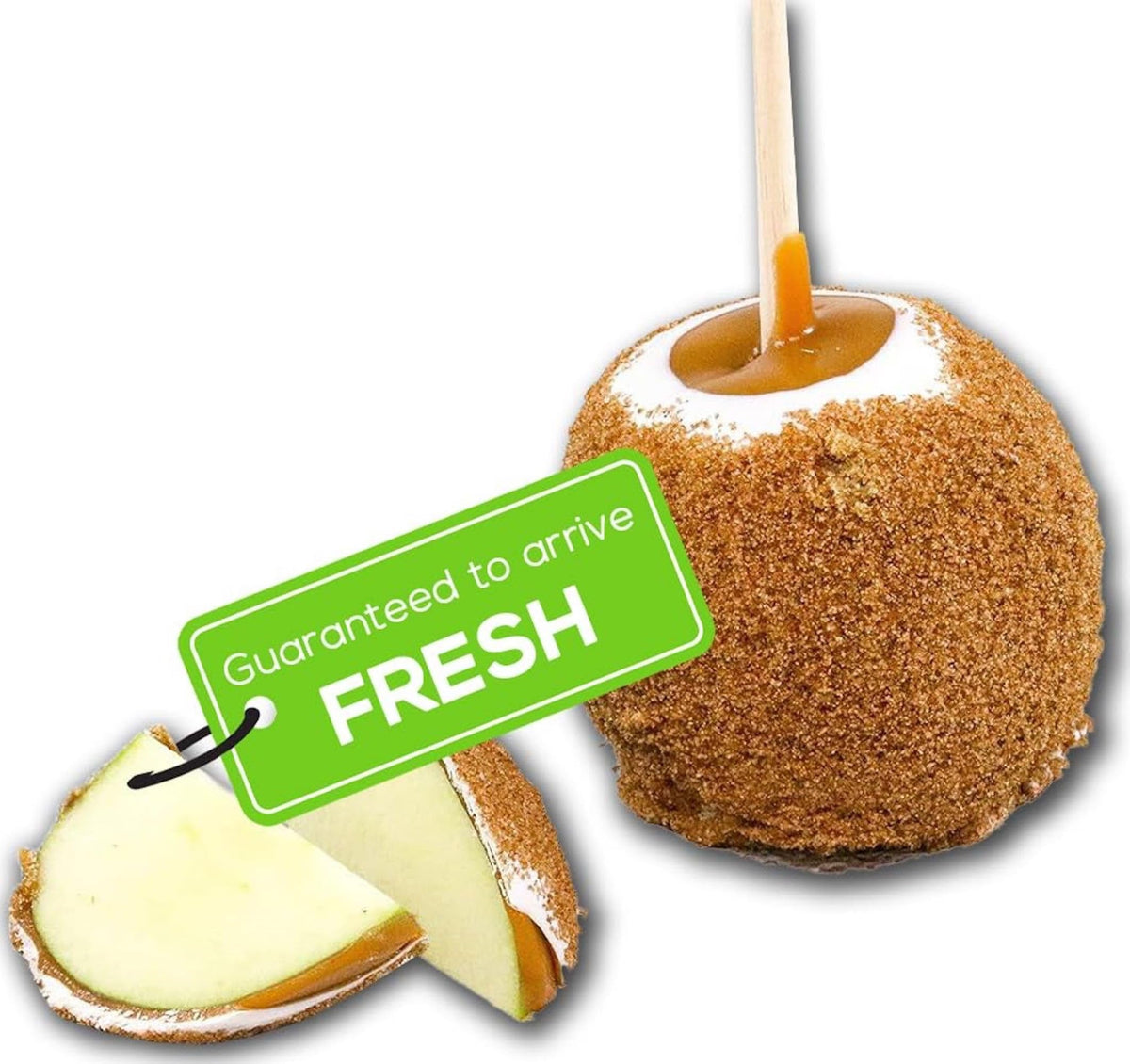 US Sweets Apple Pie Caramel Apple - Caramel Granny Smith Apples Dipped in White Chocolate & Rolled in Cinnamon Brown Sugar | Delicious Gift | Handmade
