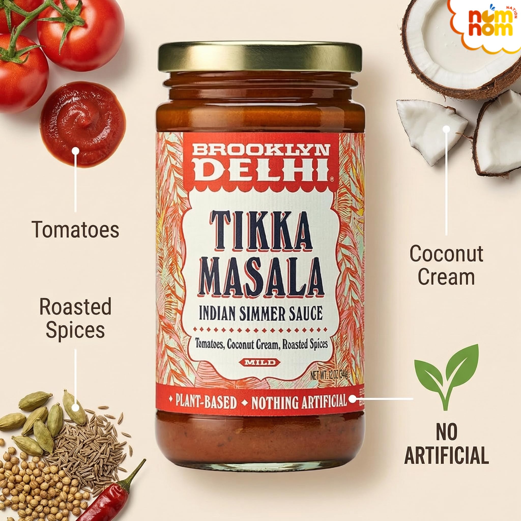 Brooklyn Delhi Sauce Simmer Tikka Masala - 12 oz Jar - Pack of 2 - Indian Curry Sauce for Butter Chicken Sauce and Stir Fry Sauce - Versatile Tikka