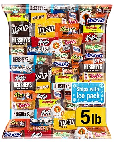 Chocolate Assorted Bulk Candy Variety Pack 5lb - Mini Chocolate Bars, Milk & Dark Chocolate Mix - Individually Wrapped Bulk Candy for Office Snacks