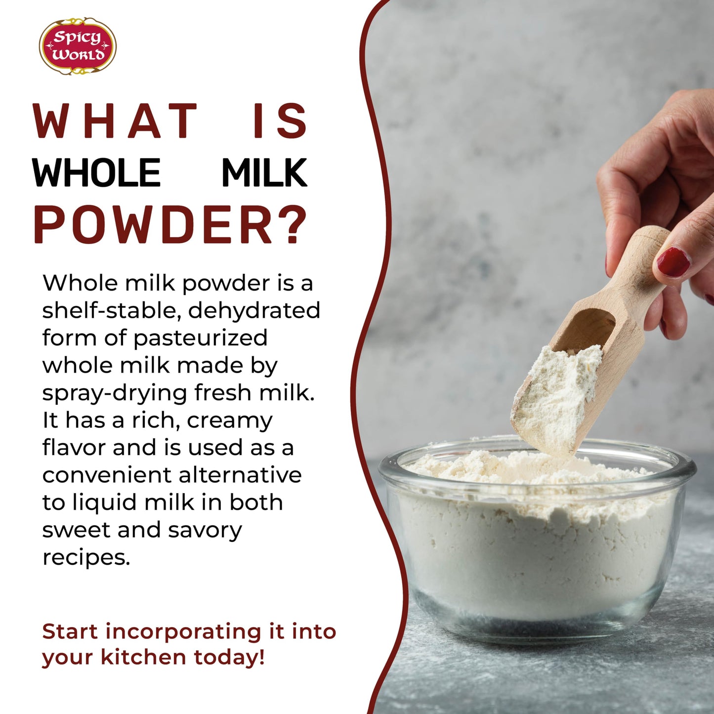 Spicy World Whole Milk Powder 3 LB Bulk Bag - RBST Hormone Free, Made in USA, Non-GMO, Premium Grade - Perfect for Baking, Drinking, and More!