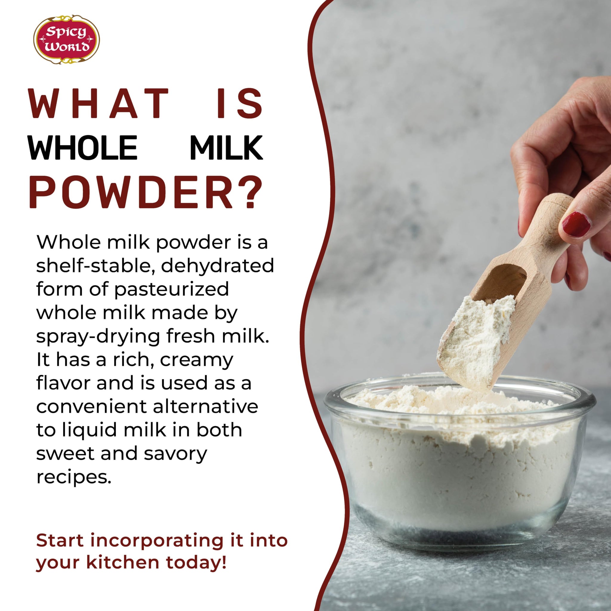 Spicy World Whole Milk Powder 3 LB Bulk Bag - RBST Hormone Free, Made in USA, Non-GMO, Premium Grade - Perfect for Baking, Drinking, and More!
