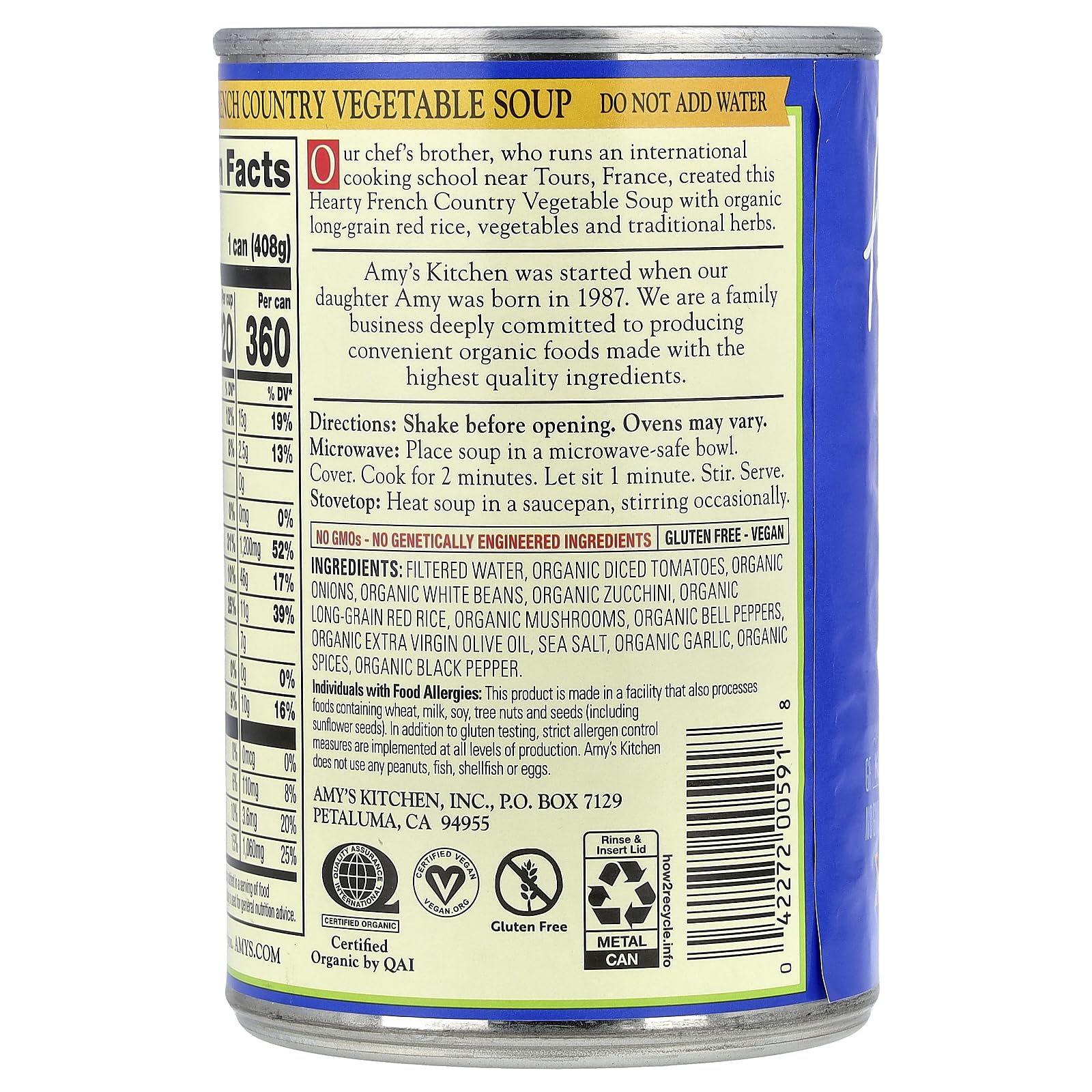 Amy's Kitchen Hearty French Country Vegetable Soup, 14.4-Ounce Cans (Pack of 12) ( Value Bulk Multi-pack)