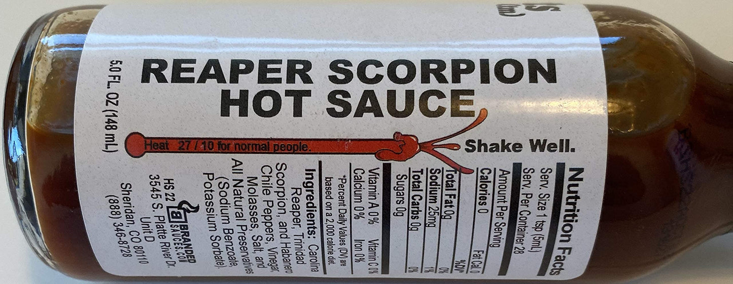 Ow My Butt Hurts Reaper Scorpion Hot Sauce 5 oz Bottle | Carolina Reaper Trinidad Scorpion Habanero Chile Peppers Vinegar Molasses Salt