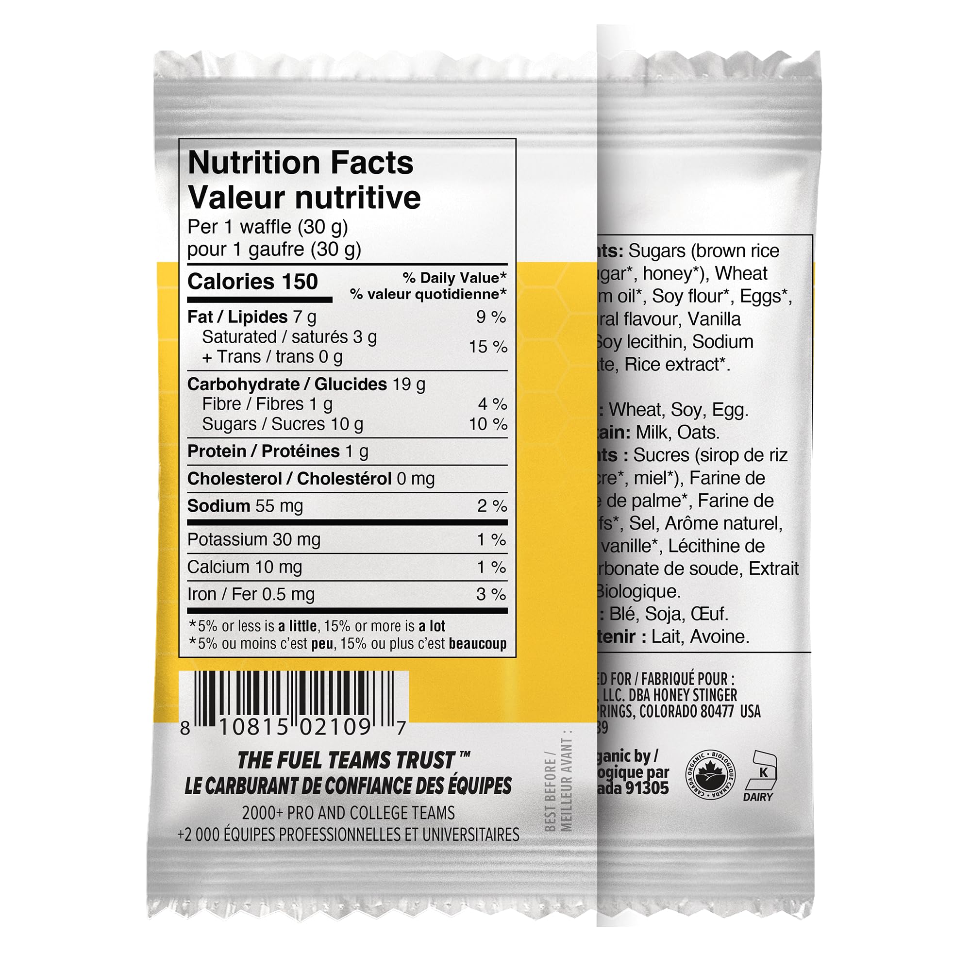 HONEY STINGER Organic Vanilla Waffles 12 Count, 1.06 OZ