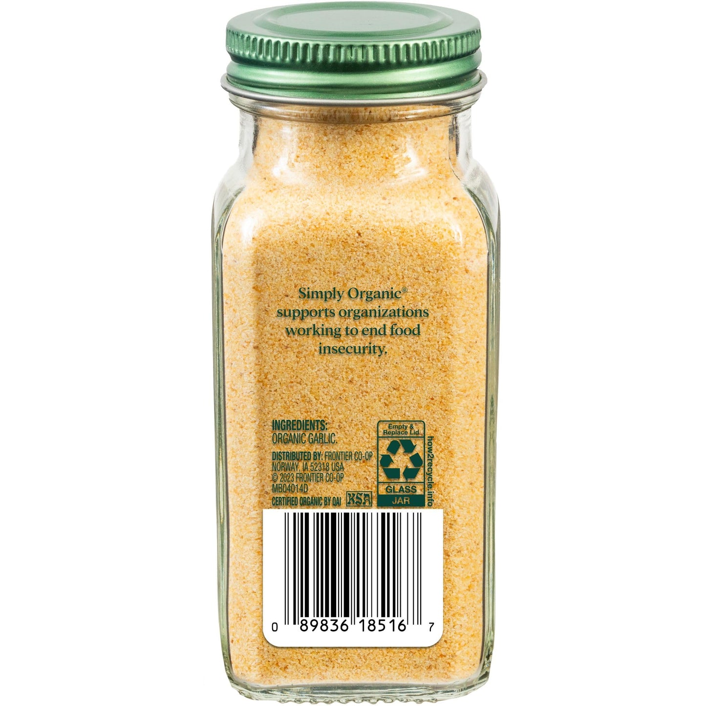 Simply Organic Garlic Powder, 3.64-Ounce Jar, Pure A-Grade Organic Garlic, Dried & Ground, Kosher, No ETO, Non GMO
