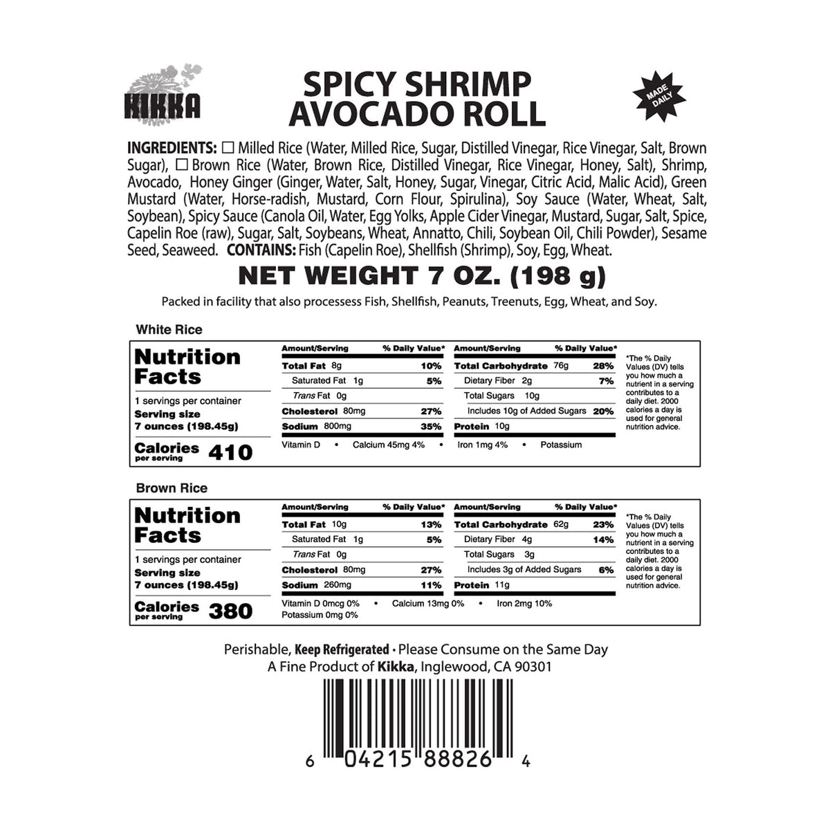 Kikka Spicy Shrimp Avocado Roll, 7 Oz