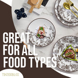Trendables Disposable Dinnerware Sets Vintage Plates Plastic Disposable Plates Set For 20 Guests 20 x 8 Inch Dessert Plate & 20 x 10 Inch Wedding