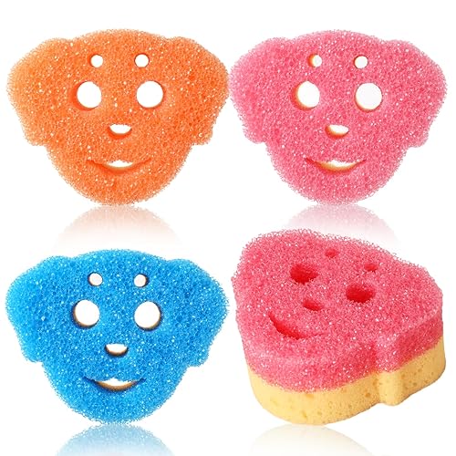 3 Pack Cute Dog Dish Sponge, Dual-Sided Cleaning Reusable Scrubbing Sponges for Dishes, Kitchen Accessories Dishwashing Sponge Scrubbers Kitchen