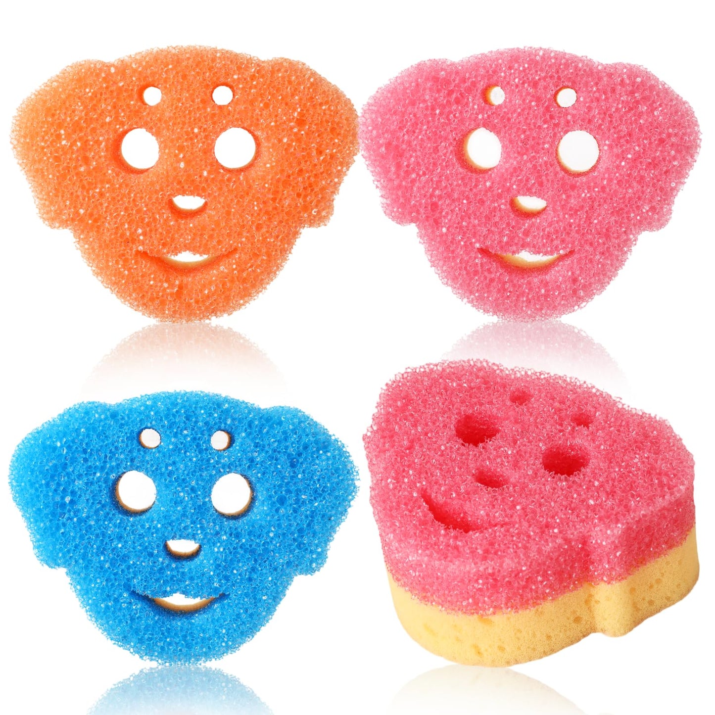 3 Pack Cute Dog Dish Sponge, Dual-Sided Cleaning Reusable Scrubbing Sponges for Dishes, Kitchen Accessories Dishwashing Sponge Scrubbers Kitchen