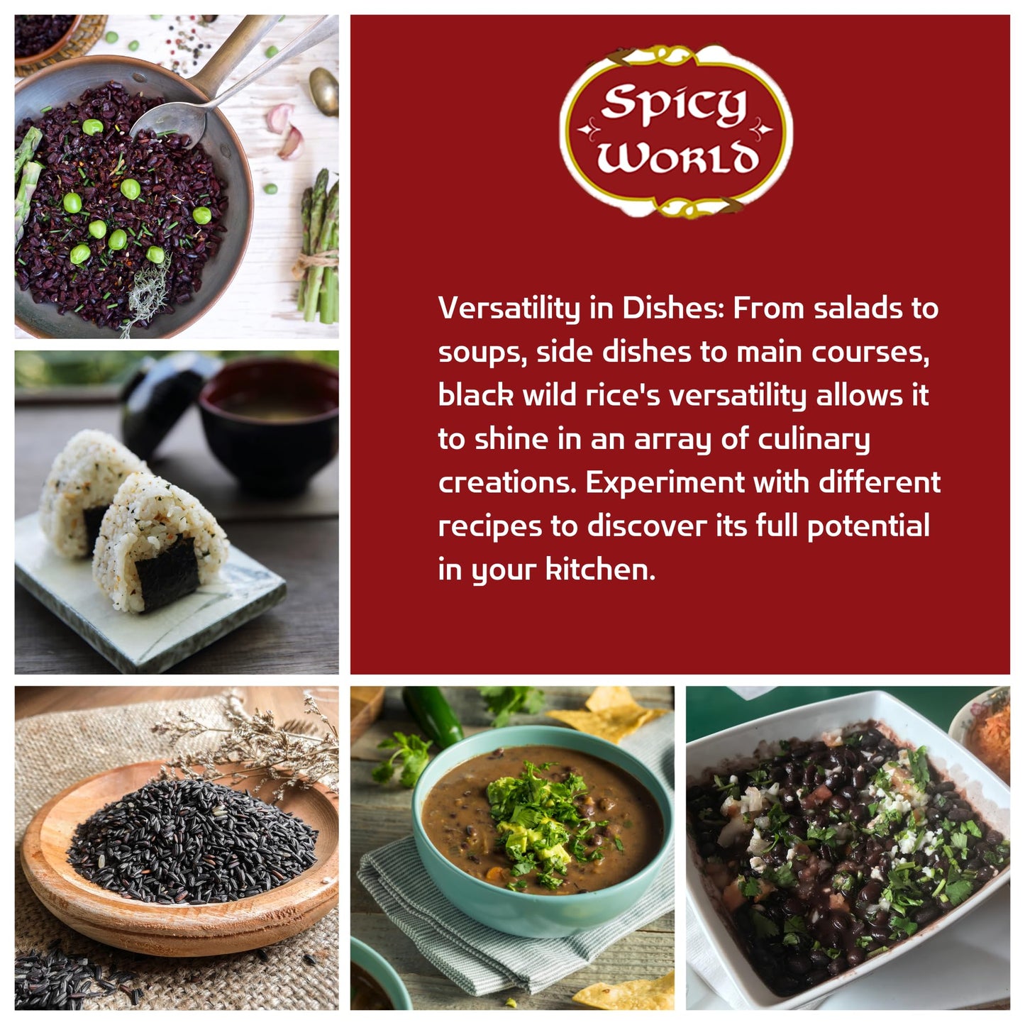 Spicy World Minnesota Grown Black Wild Rice 24oz Bag (1.5LB) | Premium Quality | All Natural, Hearty Grain with Rich Flavor | Perfect for Rice Dishes & Recipes