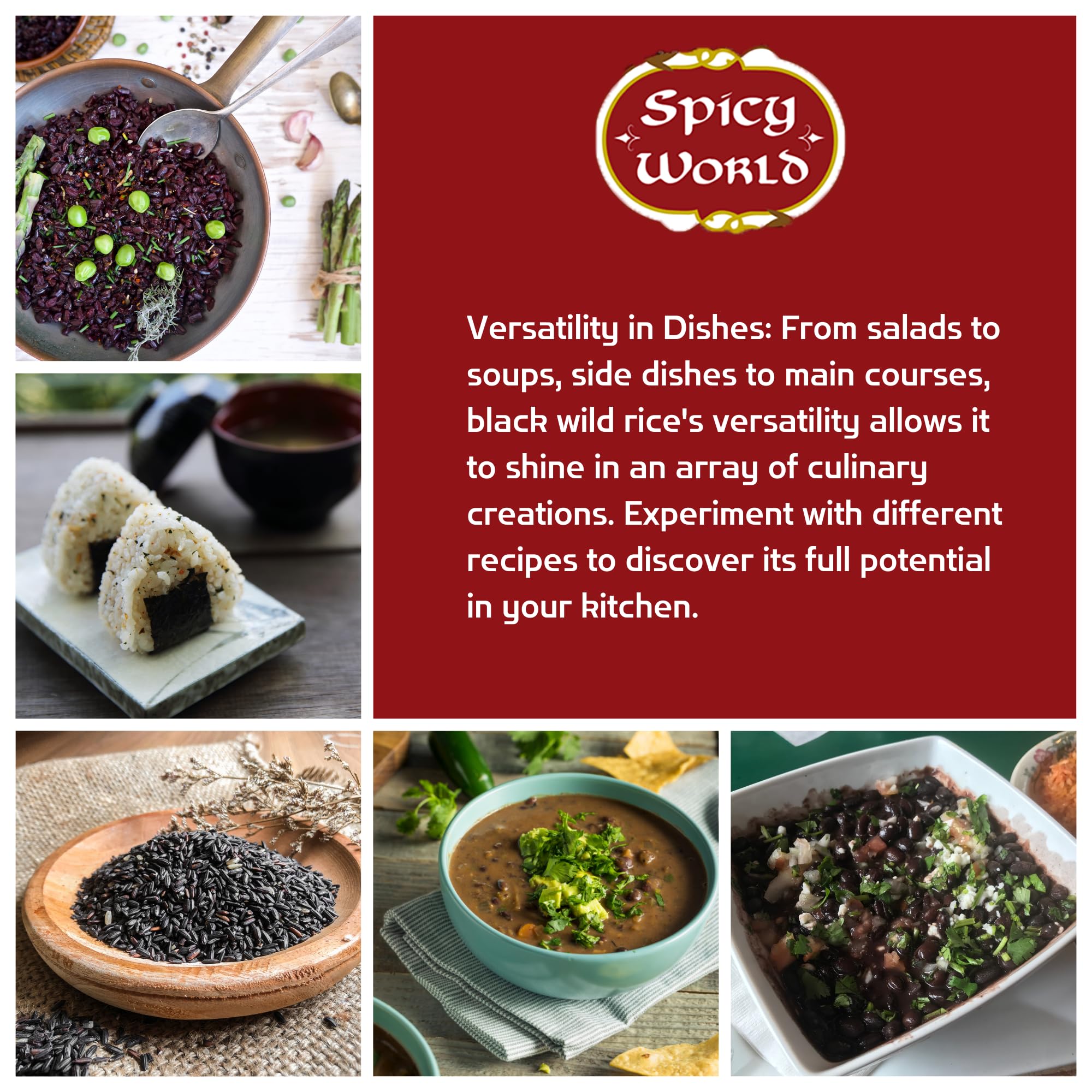 Spicy World Minnesota Grown Black Wild Rice 24oz Bag (1.5LB) | Premium Quality | All Natural, Hearty Grain with Rich Flavor | Perfect for Rice Dishes & Recipes