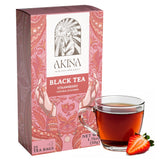 AKINA - Strawberry Flavored Black Tea Bags, Individually Wrapped, Fruity String and Tag Kenyan Strawberry Tea Bags, Sweet with Uplifting Aroma (Box