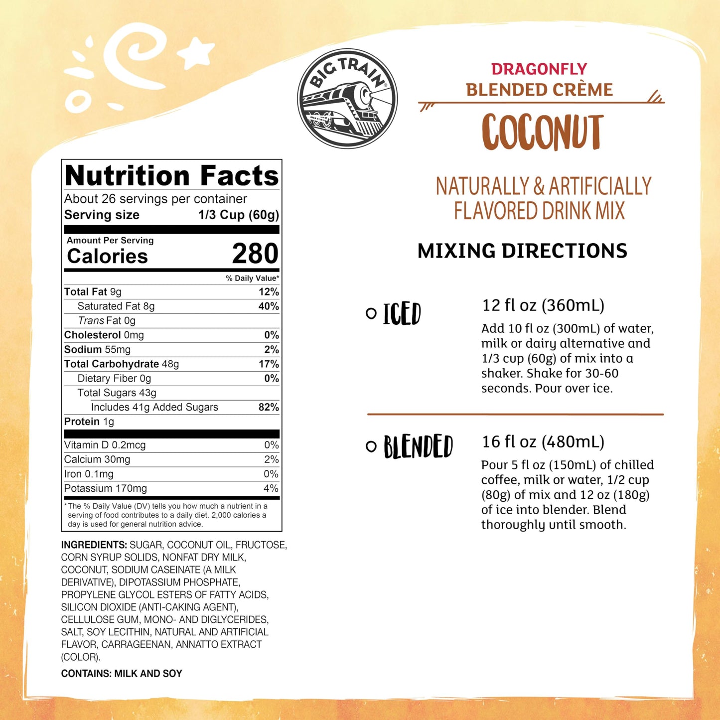 Big Train Dragonfly Coconut Blended Crème Beverage Mix, 3.5 Pound (Pack of 1)