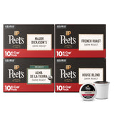 Peet's Coffee, Keurig K-Cup Pods Dark Roast Variety Pack, 100% Arabica Coffee - Major Dickason's Blend, French Roast, Organic Alma De La Tierra, House