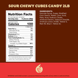 Sour Gummy Blocks Candy | 2-Pound Bag | Assorted Fruit Chewy Candy Cubes in Strawberry, Green Apple, Tangerine, Blueberry & Pineapple | Neon Jellies