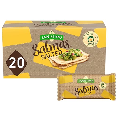 Sanissimo Salmas Salted, 20 packs of 3 Crackers, Oven Baked Corn Crackers, Gluten Free, Non GMO, Kosher Certified