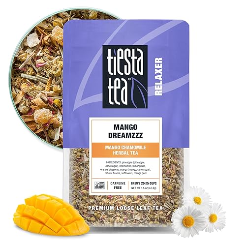Tiesta Tea - Mango Dreamzzz Chamomile Loose Leaf Herbal Tea, Relaxing Chamomile & Lemongrass Blend, Caffeine-Free, Brew Hot or Iced, Makes Up to 25