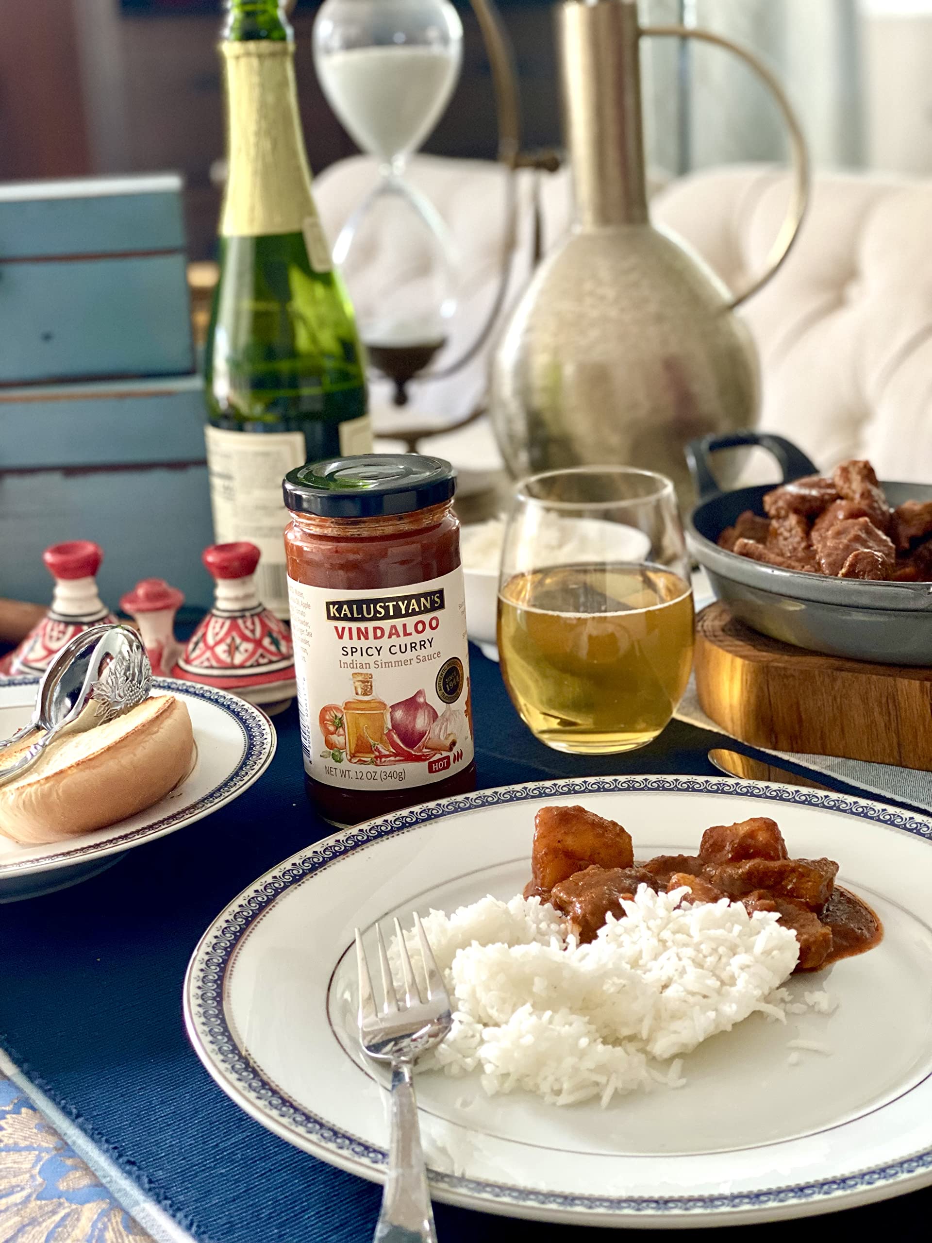 Kalustyan's Vindaloo Spicy Curry Sauce, Indian Simmer Sauce, From New York City's Favorite Spice Destination, Hot Curry with Notes of Red Chili, Sweet