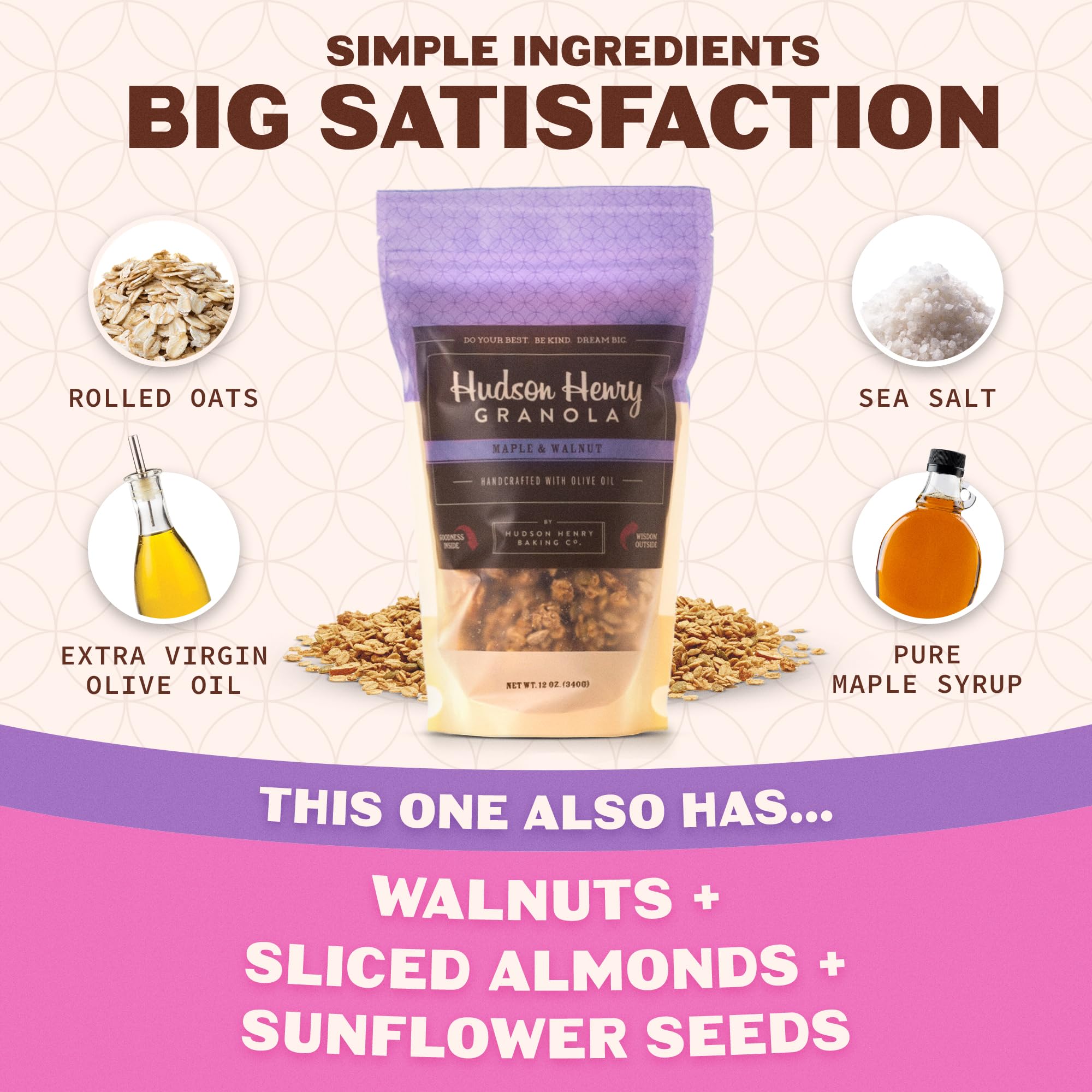 Hudson Henry Maple Walnut Granola | Gluten Free Granola with Nuts and Seeds | Vegan, Non-GMO & Small Batch Baked with Pure Maple Syrup & Extra Virgin