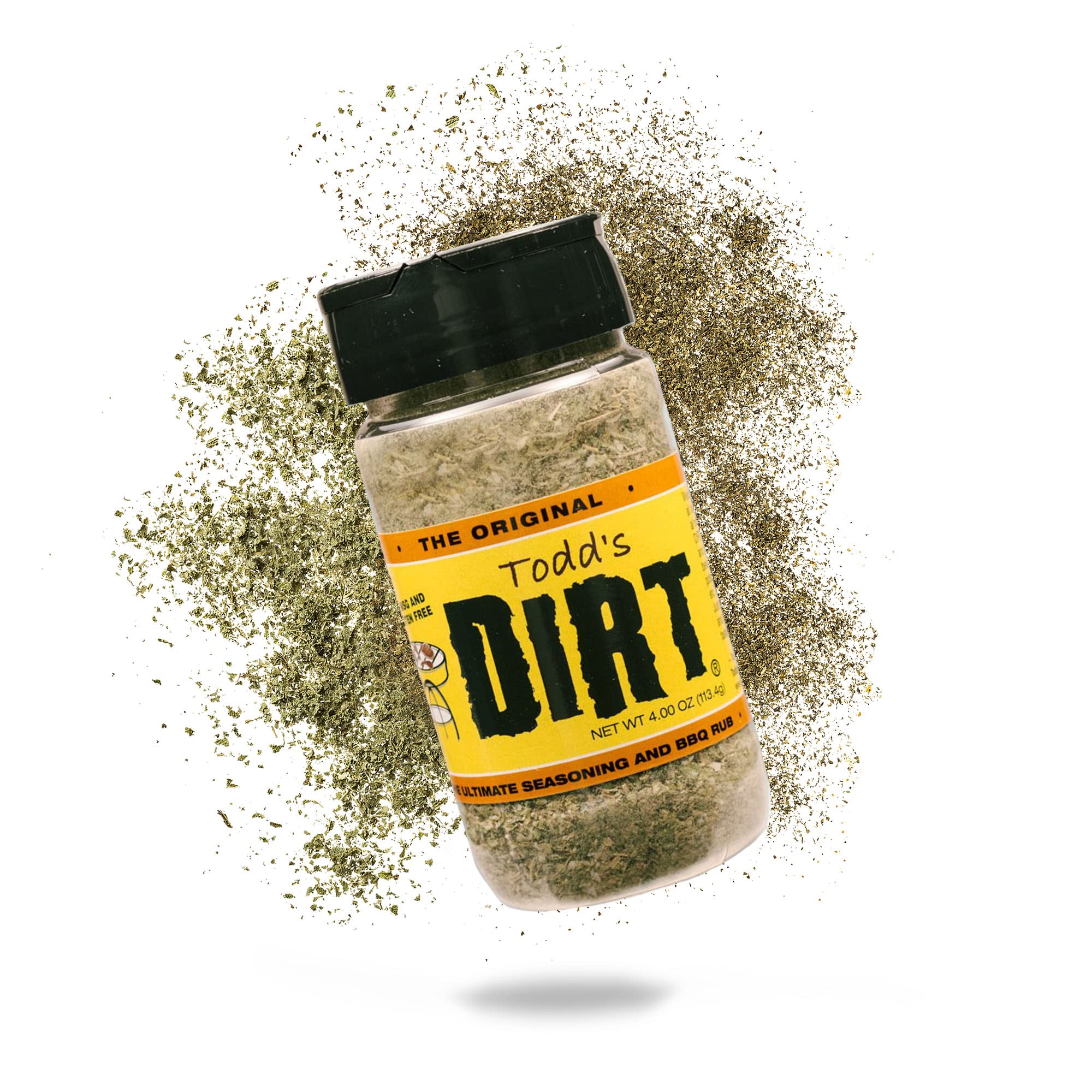 Todd’s DIRT - Original DIRT Medium 4.0 oz Bottle, All Purpose Seasoning & BBQ Rub, Gourmet Mild Savory Seasoning/Rub that’s GREAT ON EVERYTHING, 100%