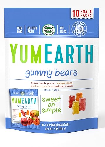 YumEarth Natural Gummy Bears, 10 Count, net wt. 7oz (Packaging May Vary)