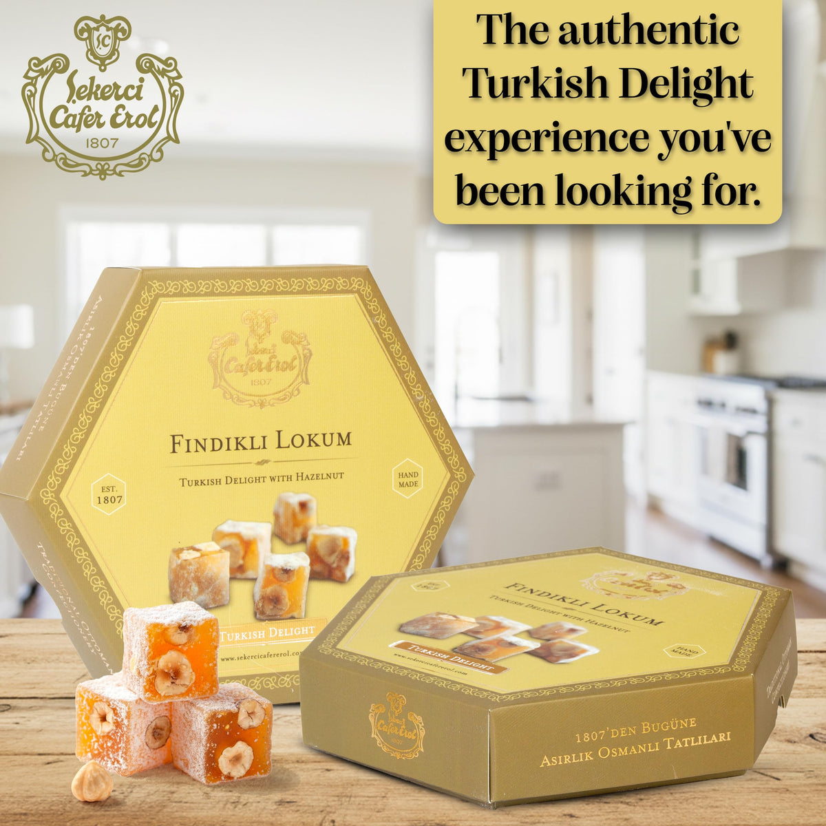 Sekerci Cafer Erol Hazelnut Turkish Delight Lokum, 10.6 oz (300g)