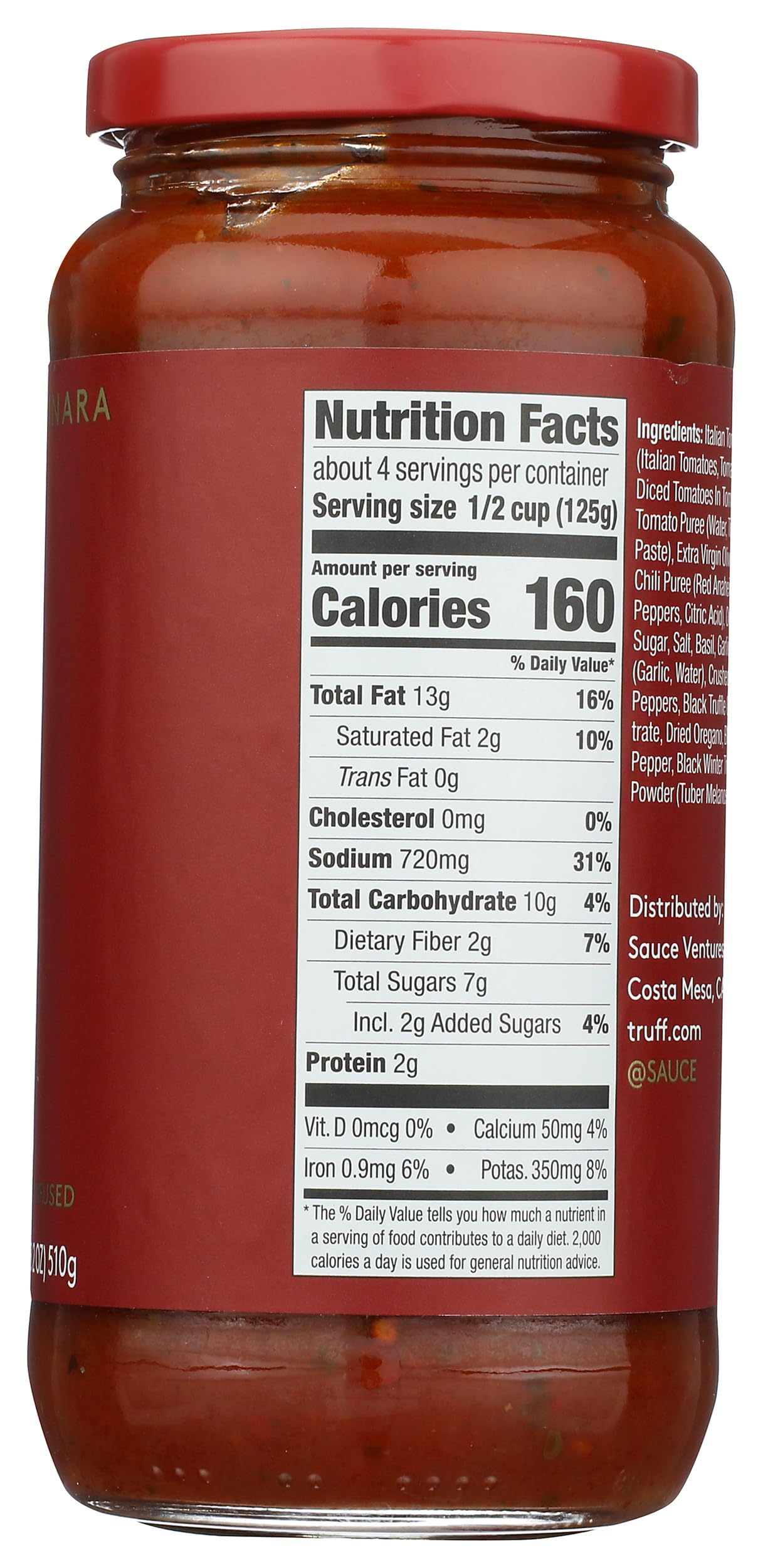 Truff, Pasta Sauce Black Truffle Arrabbiata, 17 Ounce