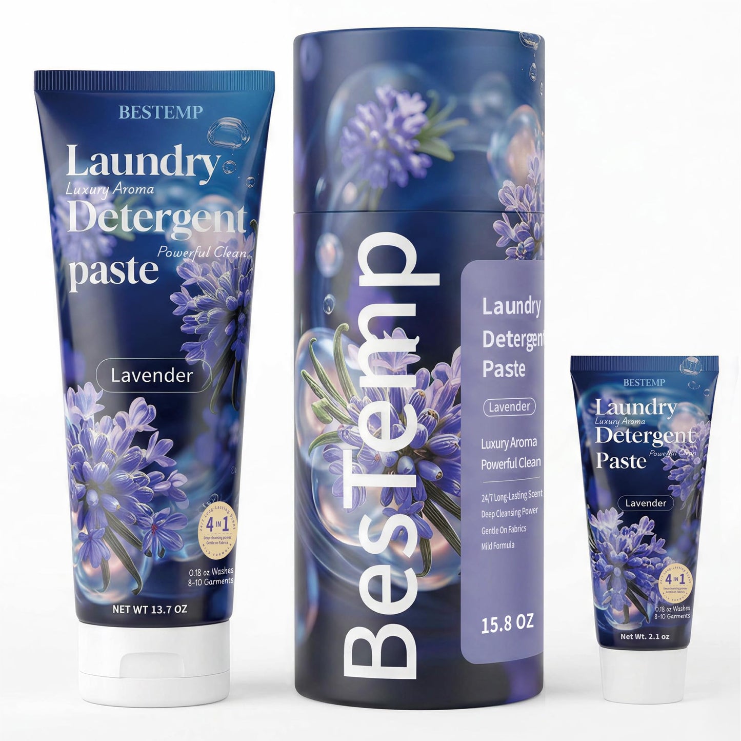 BESTEMP 4-in-1 Laundry Detergent Paste - Long-Lasting Fragrance, Deep Cleaning & Fabric Softener - Gentle Formula for Fabrics - Helps Protect Color