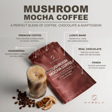 Nabela Mocha Mushroom Coffee - Instant Colombian & Arabic Roasted Blend with Lion's Mane, Chaga & Reishi - Focus & Energy Mushroom Powder - Delicious