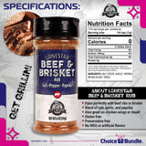 Pit Boss Lonestar Brisket - Texas Style Premium BBQ Barbecue Mixed Seasoning Spice & Rub 3 Pk Choice Bundle (18 oz) + Guide & Bottle Opener (5 Items)!