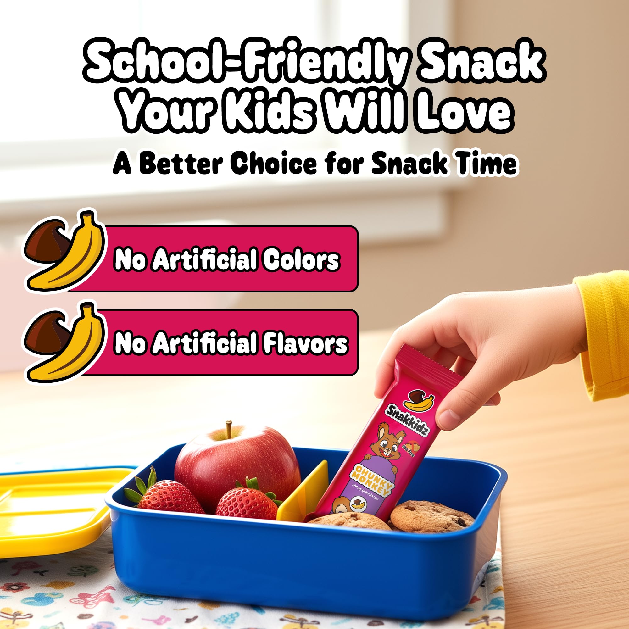 Snakkidz Organic Chewy Granola Bars for Kids, Allergen-Free, Nut-Free, Gluten-Free, Low Sugar Snack Bars Made with Avocado Oil, Individually Wrapped