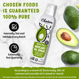 Chosen Foods 100% Pure Avocado Oil Spray, Keto Diet Friendly, Kosher Cooking Spray for Baking, High-Heat Cooking and Frying (13.5 oz, 2 Pack) + Recipe eBook