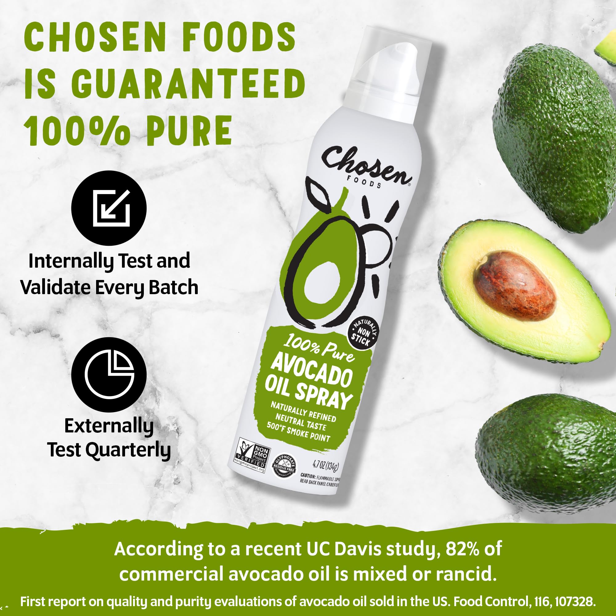 Chosen Foods 100% Pure Avocado Oil Spray, Keto Diet Friendly, Kosher Cooking Spray for Baking, High-Heat Cooking and Frying (13.5 oz, 2 Pack) + Recipe eBook