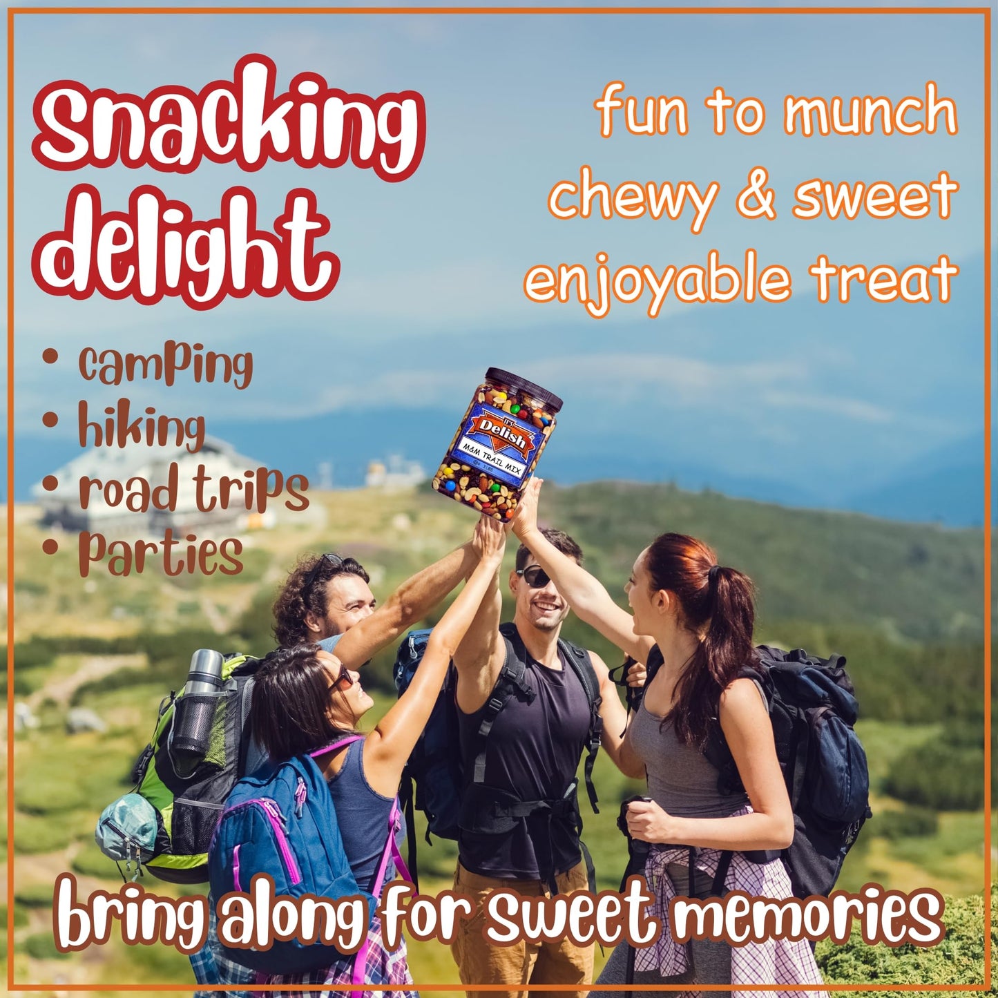 M&M's Classic Trail Mix by It's Delish, 3 lb Reusable Jumbo Container | Gourmet Chocolate M and M Trail Mix with Dried Fruit and Nuts | Sweet