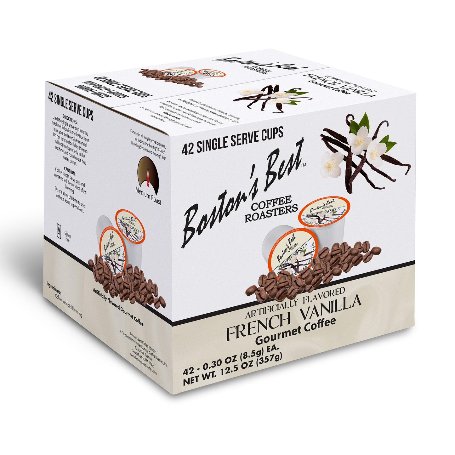 Boston’s Best - French Vanilla Flavored - Medium Roast - Single Serve Coffee Pods, Compatible with Keurig Brewers - 42 Pods