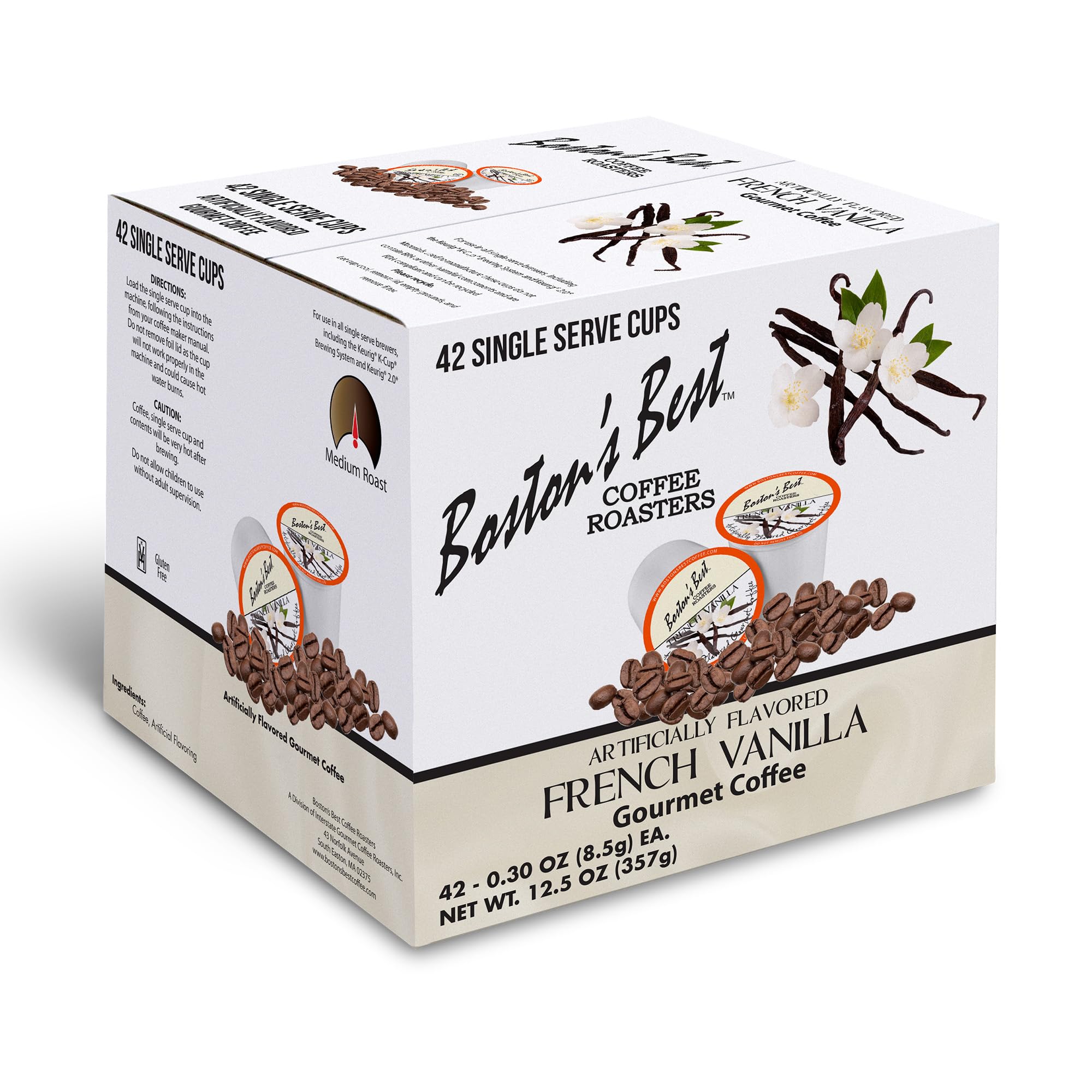 Boston’s Best - French Vanilla Flavored - Medium Roast - Single Serve Coffee Pods, Compatible with Keurig Brewers - 42 Pods