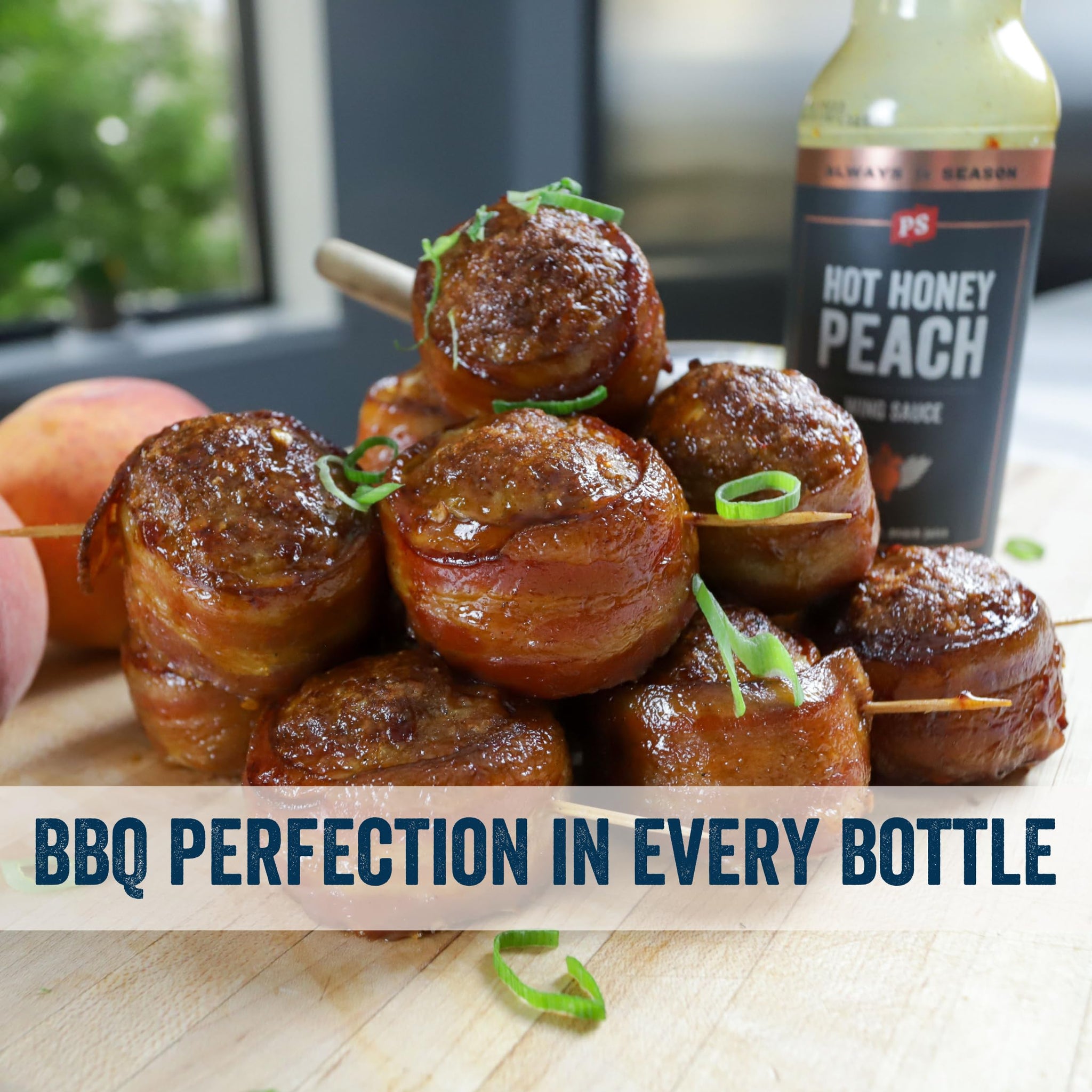 PS Seasoning Hot Honey Peach Chicken Wing Sauce - All-Purpose Hot Wing Sauce for Dipping, Tossing, Glazing, Marinating - Sweet and Spicy Honey