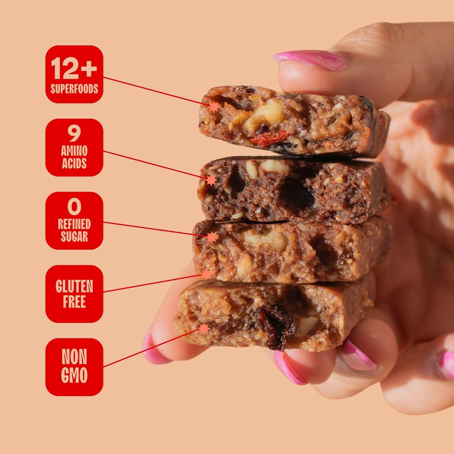 The Bomb Co. Blender Bomb Bar, Peanut Butter Cookie Dough, Superfood Snack Bar for Gut Health, Peanut Butter, Hemp Seeds, Chia Seeds, Flax Seeds, Sea