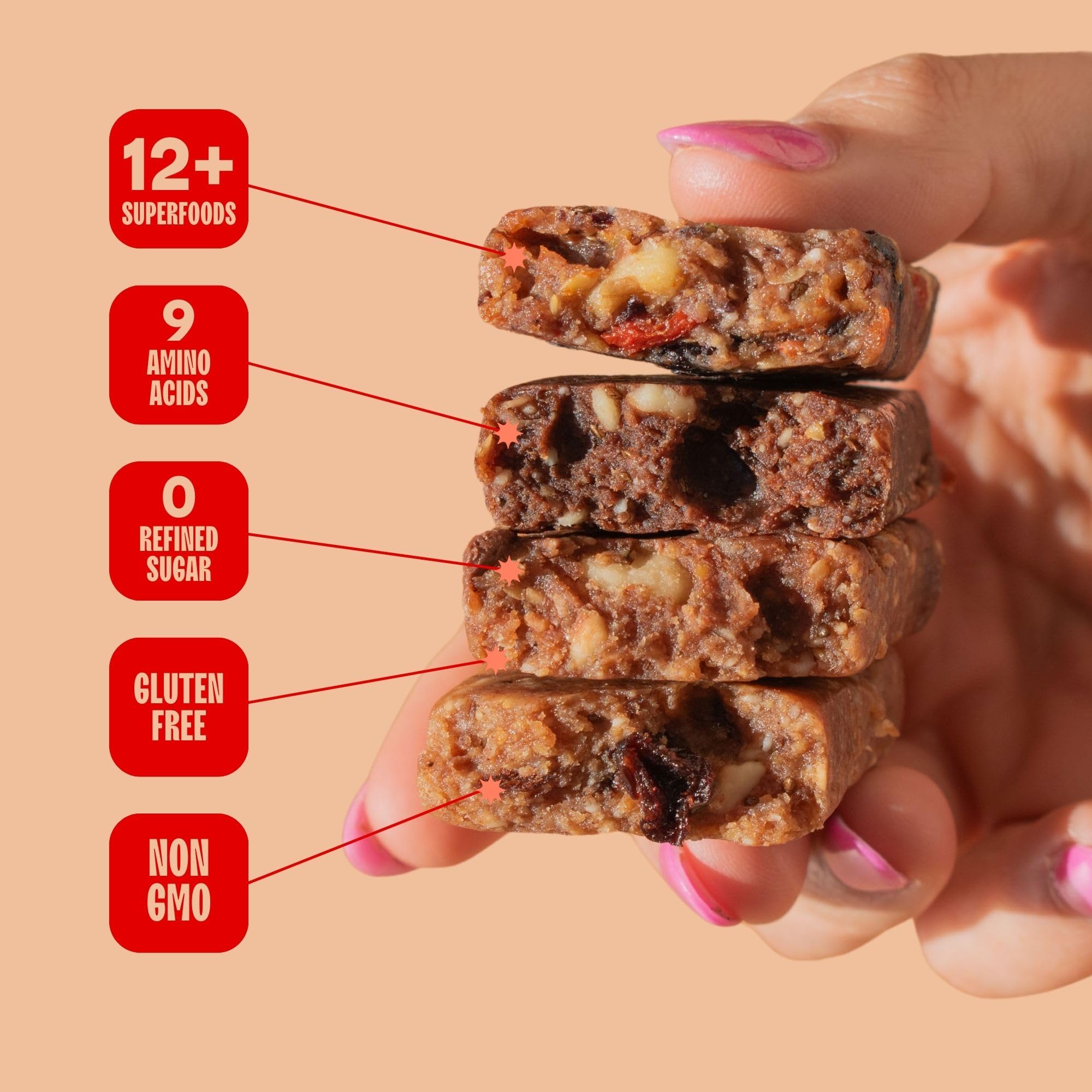 The Bomb Co. Blender Bomb Bar, Peanut Butter Cookie Dough, Superfood Snack Bar for Gut Health, Peanut Butter, Hemp Seeds, Chia Seeds, Flax Seeds, Sea