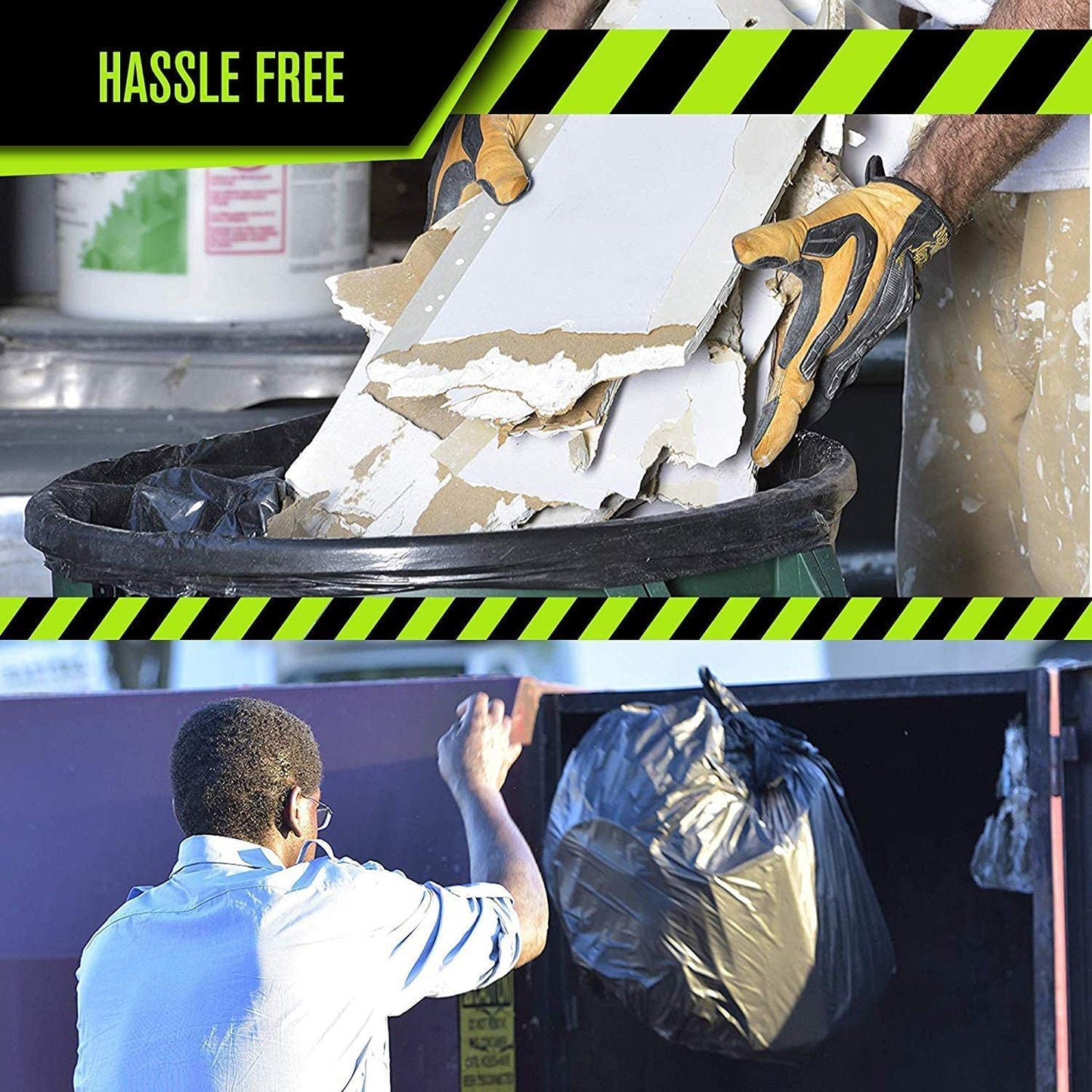 Aluf Plastics 50-55 Gallon 2.3 MIL Black Heavy Duty Garbage Trash Bags - 36" x 58" - Pack of 100 - For Contractor, Industrial, Institutional