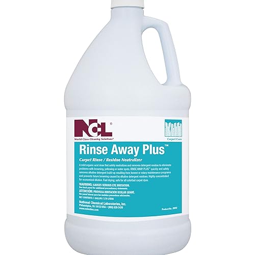 RINSE AWAY PLUS Carpet Rinse/Residue Neutralizer, 4 x 1 Gallon, Makes 100+ Gallons of Neutralizer (NCL0692-29)