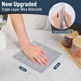 3 Layers Non Scratch Wire Dish Cleaning Supplies 12PCS - Wire Dishwashing Rag Home Essentials-Reusable Steel Wool Scrubber Washcloths,Kitchen Towels