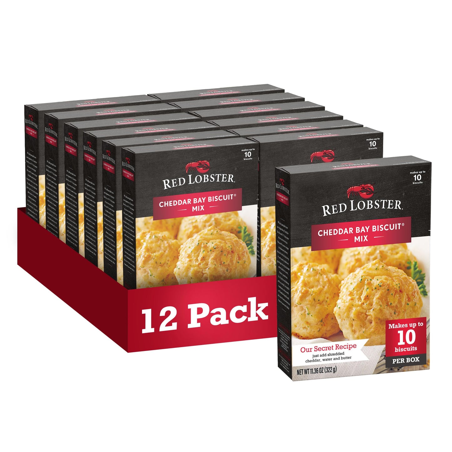 Red Lobster Cheddar Bay Biscuit Mix, Garlic Herb Seasoning Included, Cheddar Biscuit Mix, 11.36 Oz Box (Pack of 12)