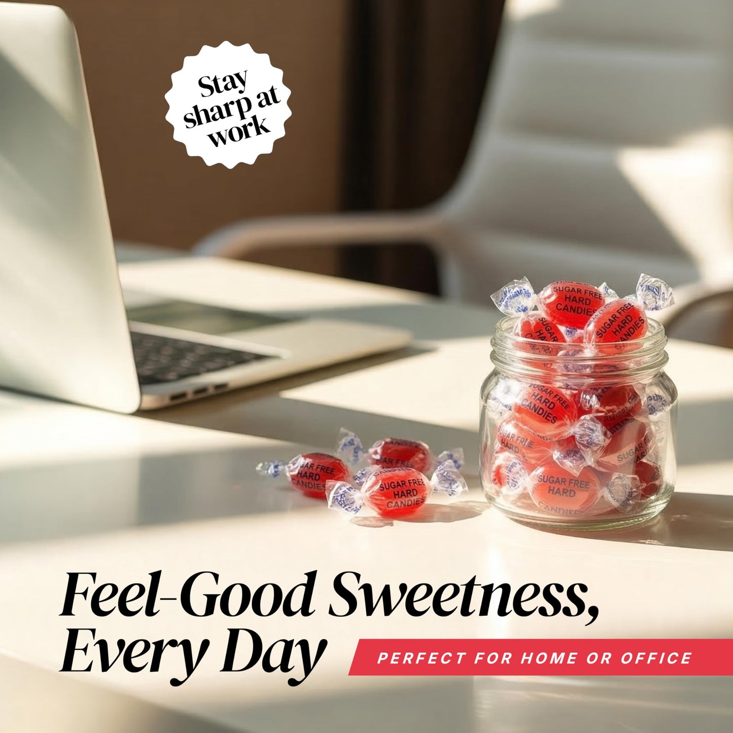 Sugar Free Cinnamon Hard Candy, 1 lb. Bag - Individually Wrapped Cinnamon Candy Discs, Old Fashioned Sugarless Candy for Candy Bowls, Office Snacks