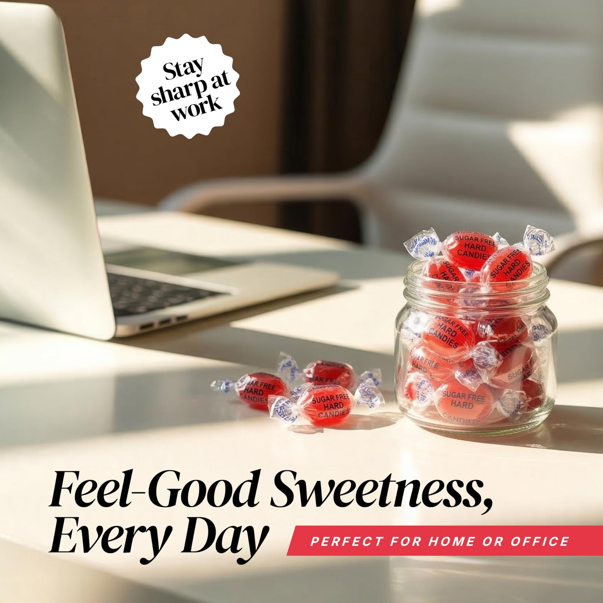 Sugar Free Cinnamon Hard Candy, 1 lb. Bag - Individually Wrapped Cinnamon Candy Discs, Old Fashioned Sugarless Candy for Candy Bowls, Office Snacks