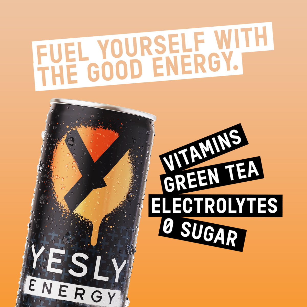 Yesly Energy Drink, Orange Cream, Naturally Flavored Sparkling Energy Drink With Electrolytes, Magnesium, Potassium, Vitamin C, B6 & B12, Natural