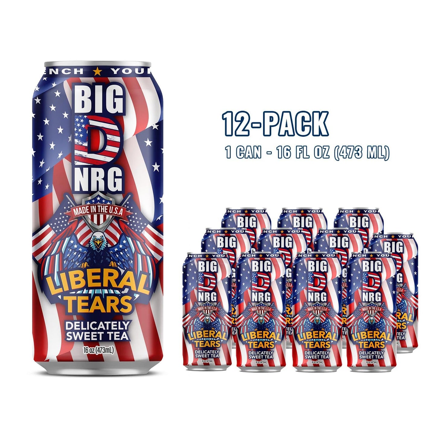 Big D NRG Delicately Sweet Tea Energy Drink, 12-Pack of 16 fl oz (473 ml) Cans | Low-Calorie Sweetened Sparkling Water with Green Tea Extract Caffeine