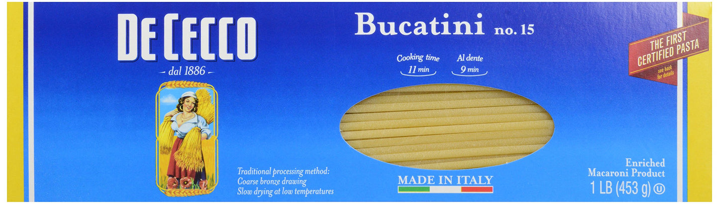 De Cecco Pasta Bucatini Perciatelli Pasta, 16 oz